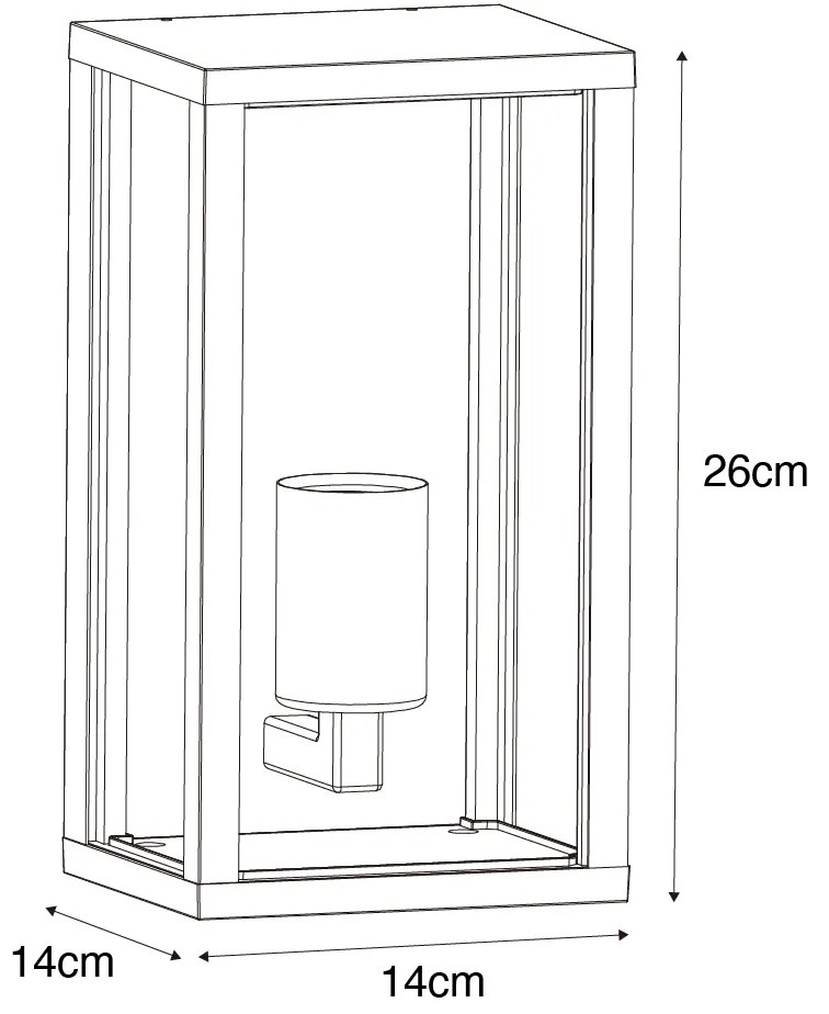 Lampă de perete exterioară neagră cu sticlă fumurie 26 cm IP44 - Charlois