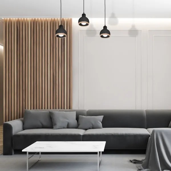 Lustră pe cablu OVAL 3xE27/60W/230V neagră