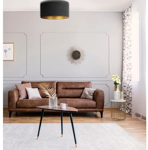 Duolla - Plafonieră ROLLER 3xE27/15W/230V d. 60 cm neagră/aurie