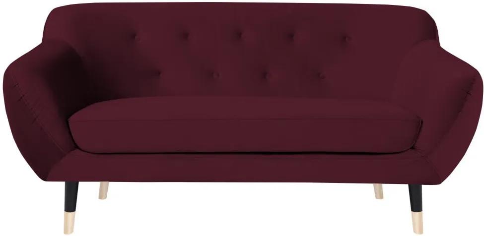 Canapea cu 2 locuri Mazzini Sofas AMELIE cu picioare negre, vișiniu