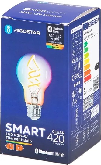 Bec LED RGBW Aigostar FILAMENT A60 E27/4,9W/230V 2700K