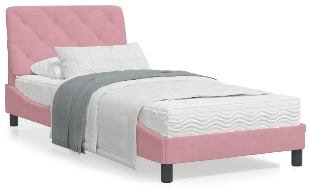 3207892 vidaXL Cadru de pat cu tăblie, roz, 80x200 cm, catifea