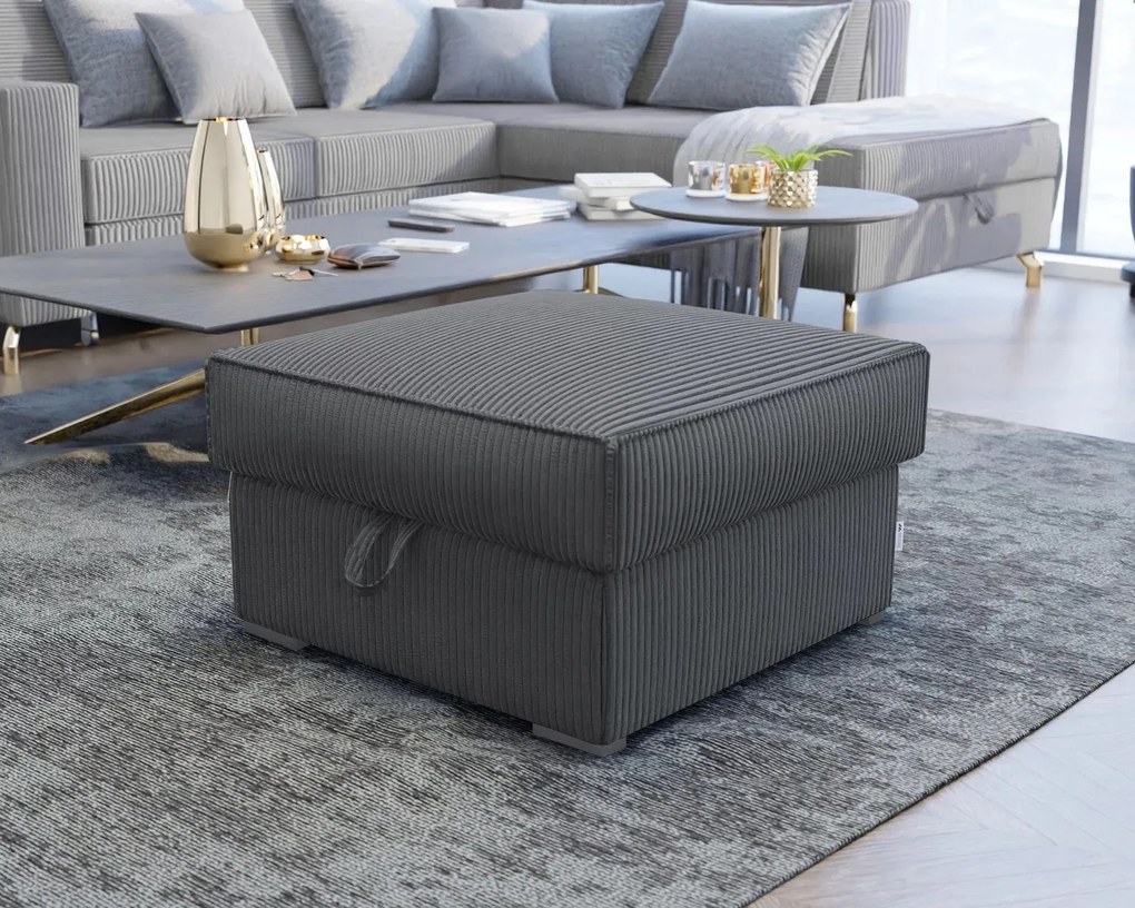Taburet gri inchis SMART COSARO cu spatiu de depozitare 65x65 cm