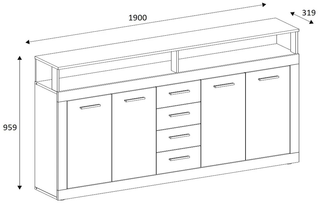 Comodă Lenita XXL (Stejar matera + închis). 1041908