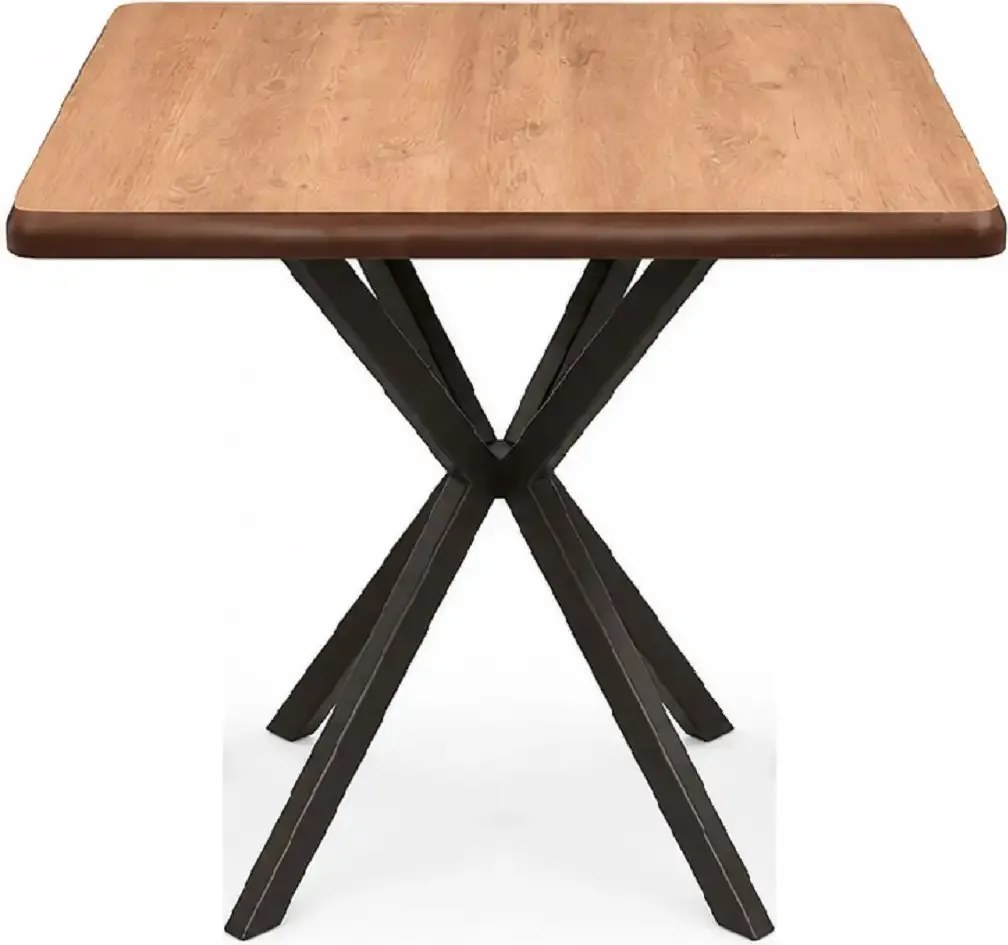 Set masa 80 cm blat MDF si 4 scaune Dnv Homs catifea gri, picioare metalice negre
