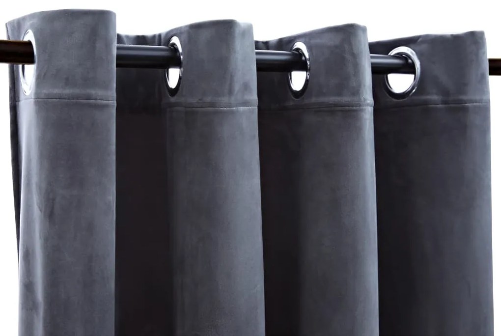Draperii opace cu inele, 2 buc., antracit, 140x245 cm, catifea