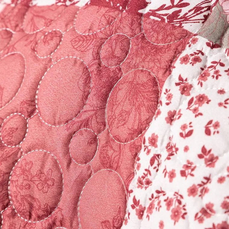 decoDoma Cuvertură de pat VINTAGE ROSE bordo pat simplu