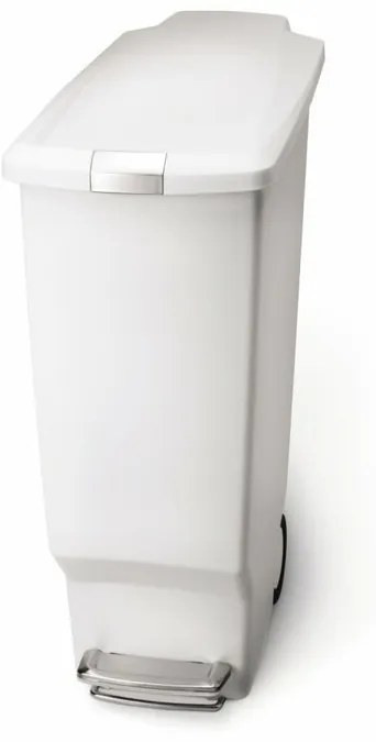 Coș pedală îngust 40 l, plastic alb, alb