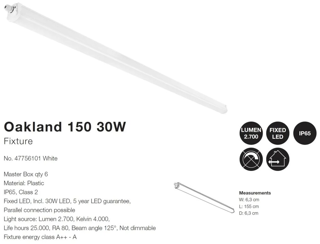 Aplica LED slim design liniar IP65 Oakland 150 30W 47756101 NL