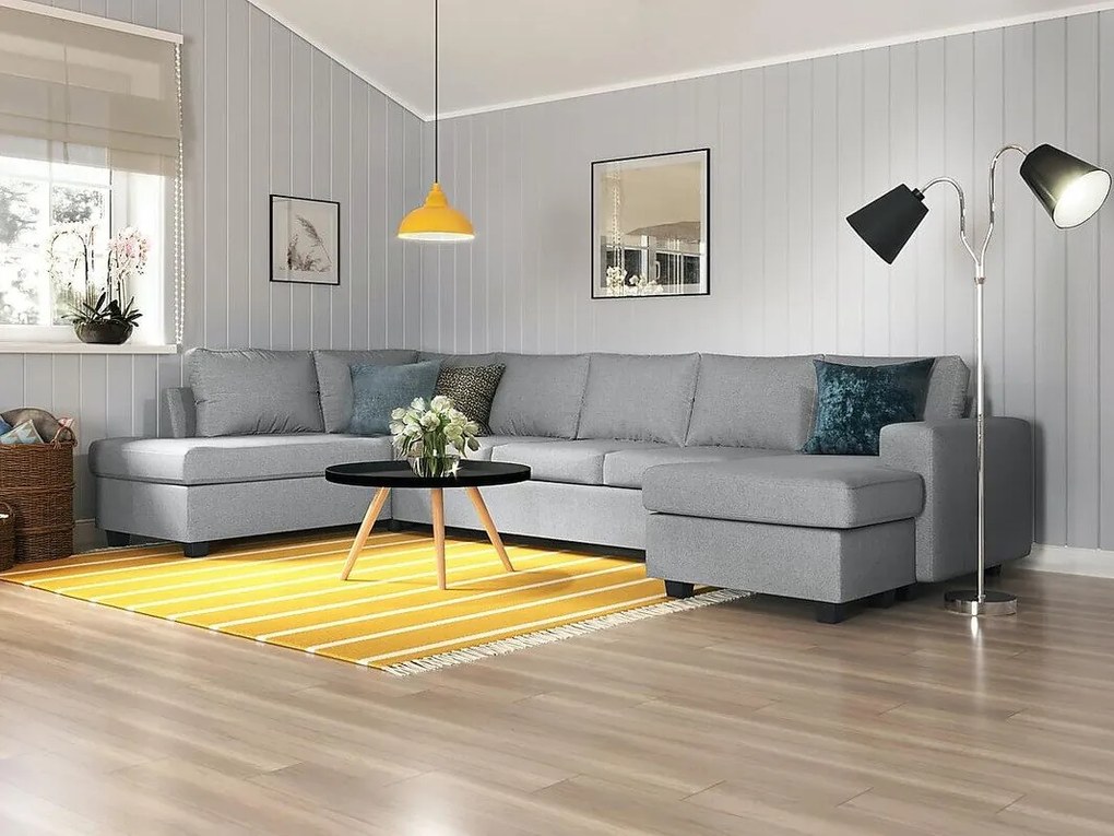 Colțar In Living 354Gri deschis, 345x195x86cm, Picioare: Lemn