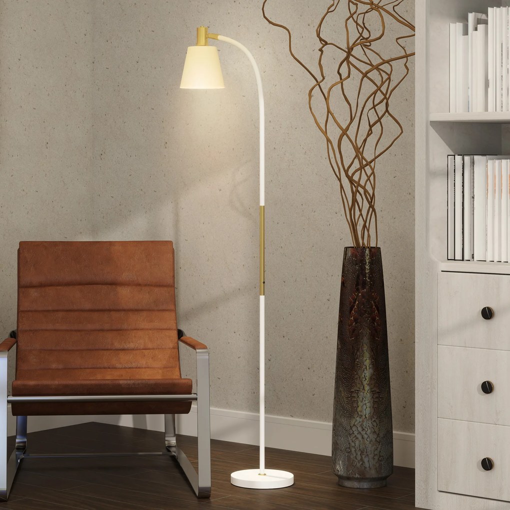 HOMCOM Lampadar de salon reglabil în înălțime 127-160 cm cu intrerupator, soclu E27, alb | Aosom Romania