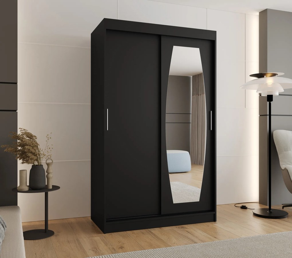 Dulap de haine 120 cm Rosaria (Negru). 1126294