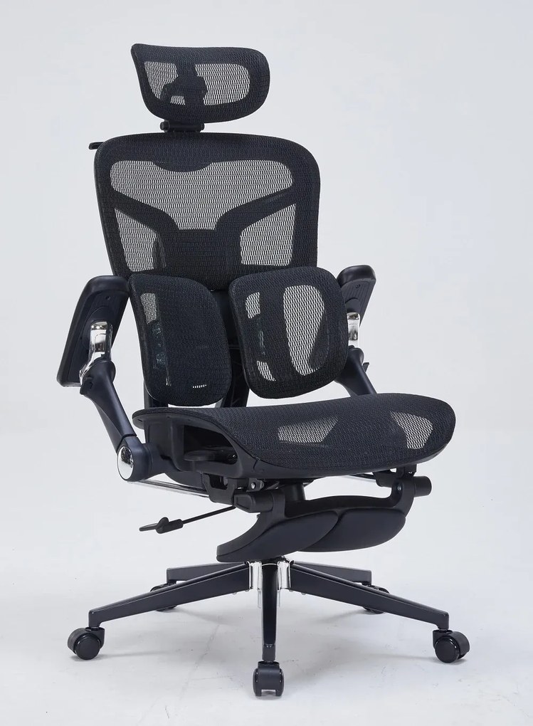 RESIGILAT- Scaun ergonomic premium DeluxStar T9 – cotiere 6D ultra moi, suport lombar adaptiv, spătar reglabil pe inaltime, tetiera 4D, mecanism multifunctional inclinare/blocare, pivotant, Mesh, Negru