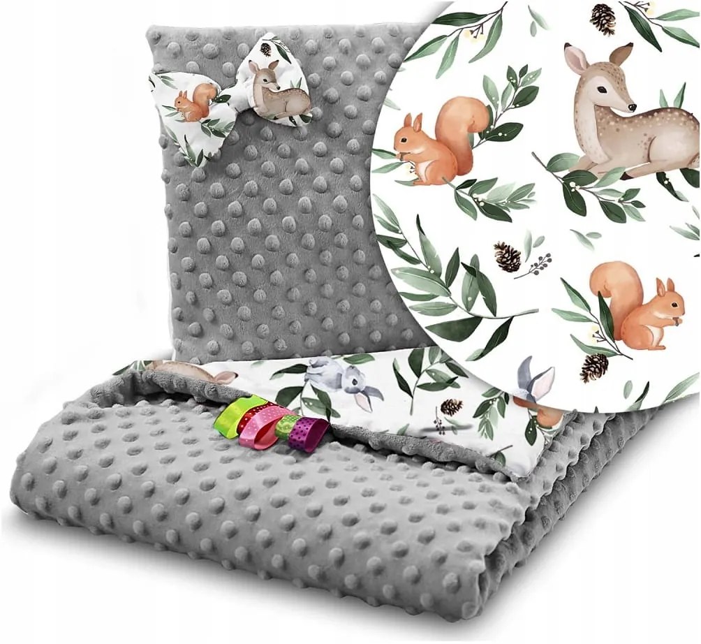 ShopJK PĂTURĂ PENTRU CĂRUCIOR CU PERNĂ BAMBI 75x100 CM