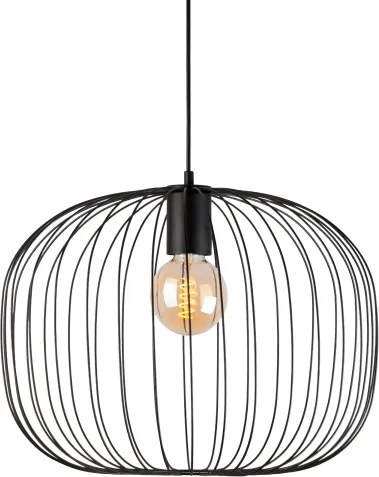 Lustră suspendată pe cablu OVELLA 1xE27/15W/230V Ø 46 cm negru