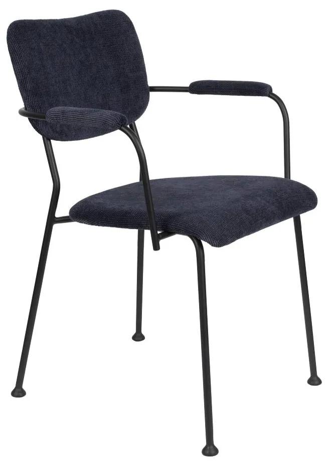 Set 2 scaune cu brate catifea albastru inchis Benson