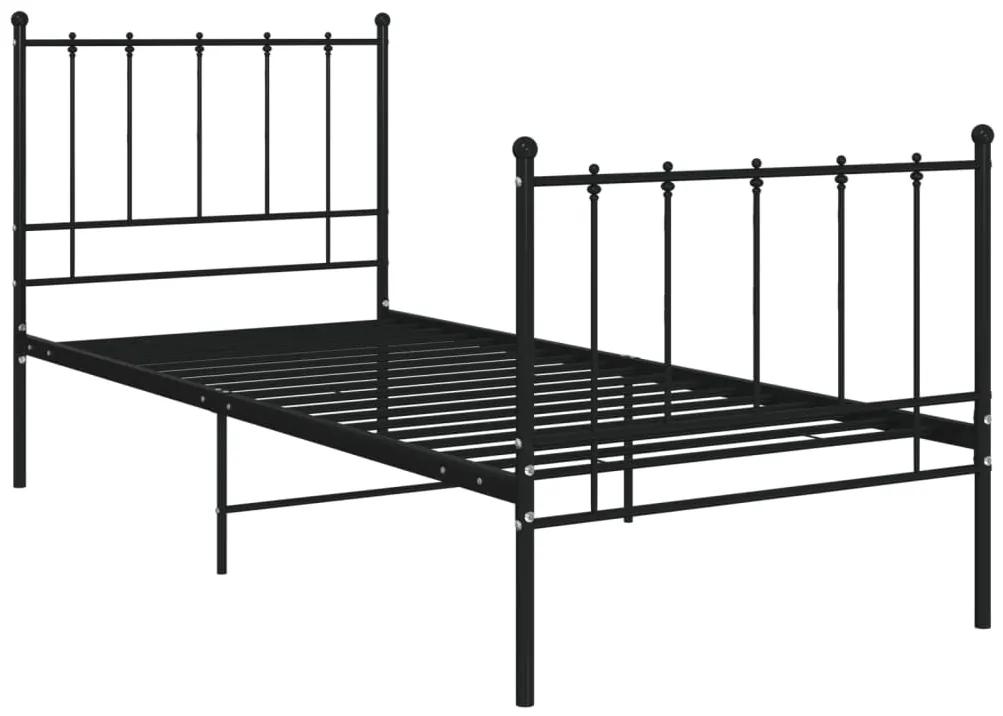 Cadru de pat, negru, 100x200 cm, metal Negru, 100 x 200 cm