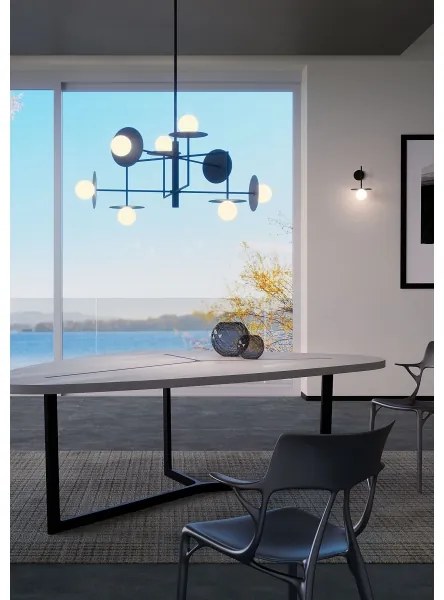 Redo 01-2753 - Lustră PLATO cu tijă 8xG9/10W/230V neagră