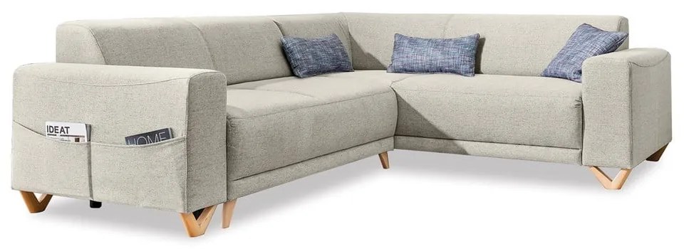 Colțar bej extensibil/cu spațiu de depozitare (cu colț pe partea dreaptă/în formă de ”L”) Classy Sophie – Miuform