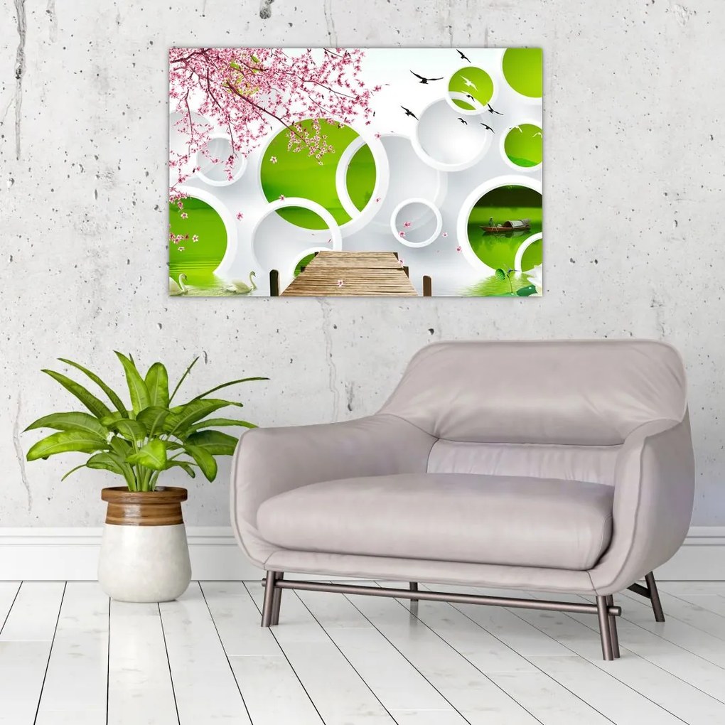 Tablou - Ponton peste lac (90x60 cm)