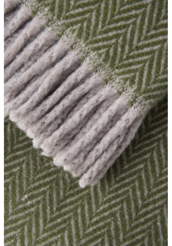 Pled din amestec de bumbac Euromant Skyline, 140 x 180 cm, verde