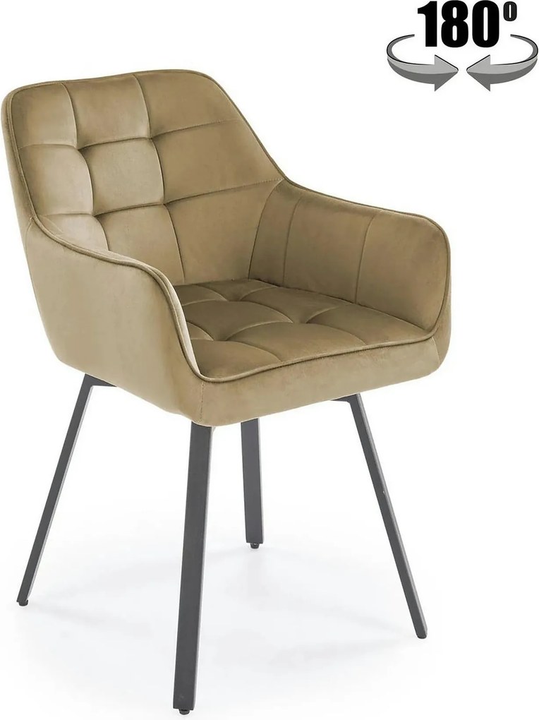 Scaun K588, bej - HLR 07, stofa catifelata/otel, 55x60x89 cm