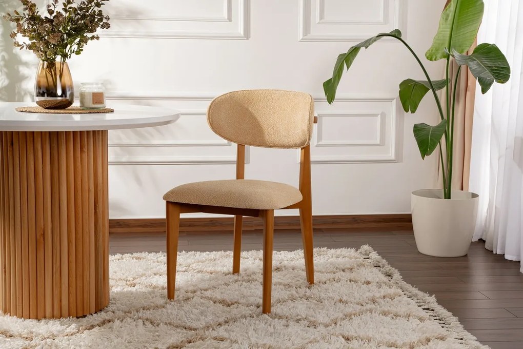 Set de scaune de sufragerie Lionte Beige și DarkOak, 2 buc.