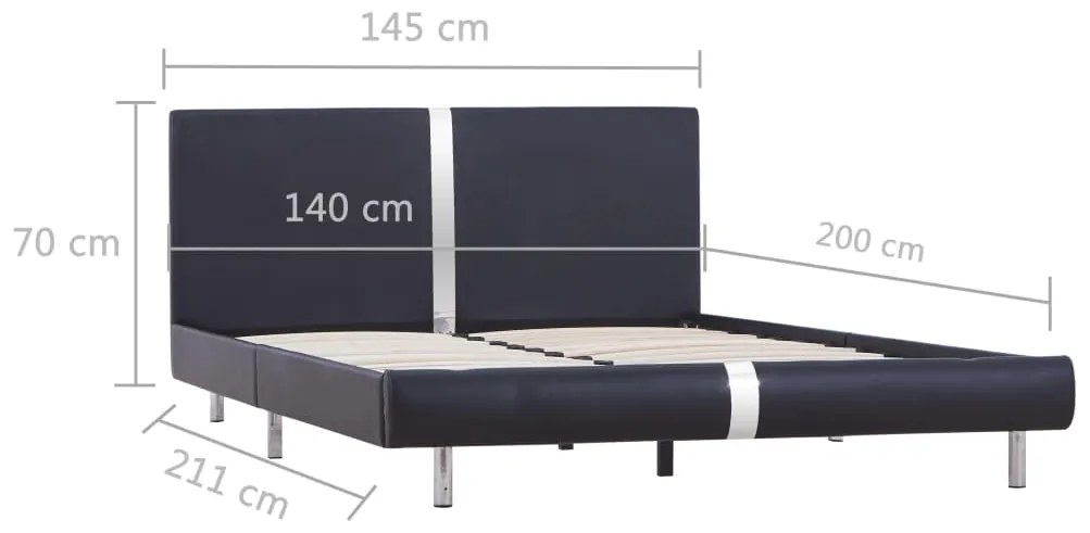 Cadru de pat, negru, 140 x 200 cm, piele ecologica Negru, 140 x 200 cm