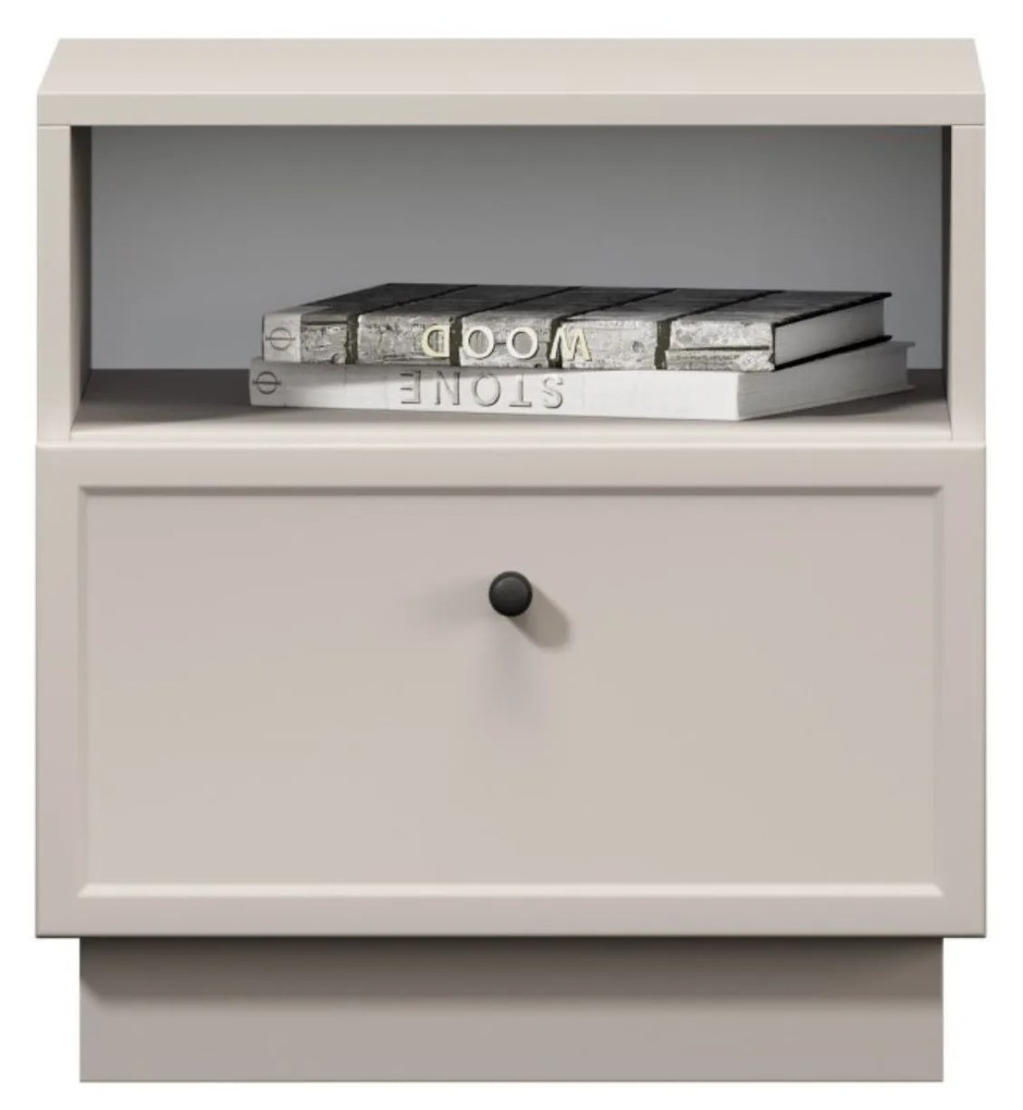 Noptieră Lorini 45 cm cu sertar - cașmir / mâner negru