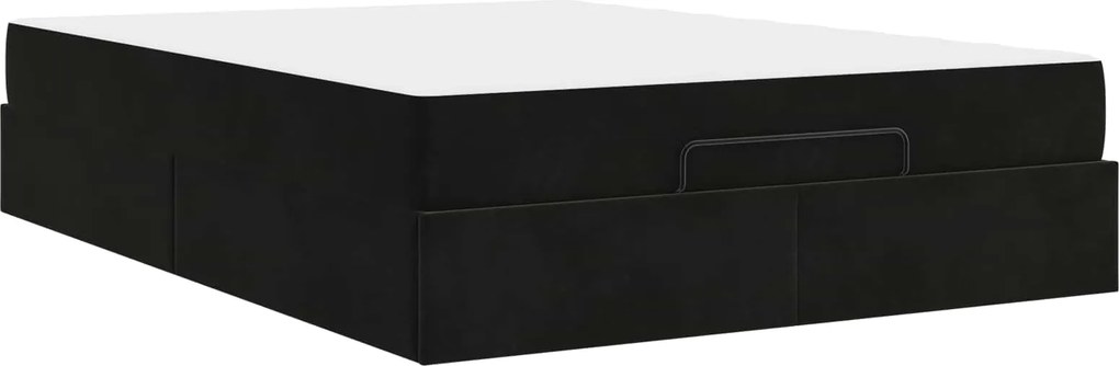 vidaXL Cadru de pat cu saltea cu saltea 2 pcs Negru Catifea