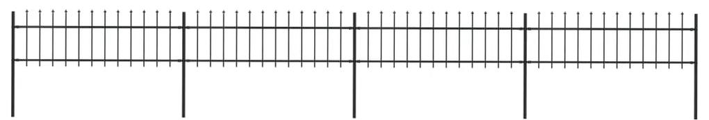 Gard de gradina cu varf sulita, negru, 6,8 x 0,6 m, otel 1, 0.6 m, 6.8 m