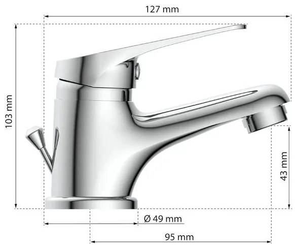Eisl NI075SCR - Baterie pentru lavoar SPEED, alb/crom lucios