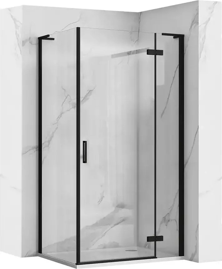 Cabina de dus dreptunghiulara Rea Hugo cu usa batanta 80x90 cm negru