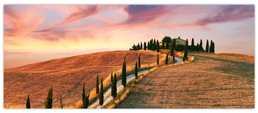 Tablou - Casa pe deal Toscana, Italia (120x50 cm)