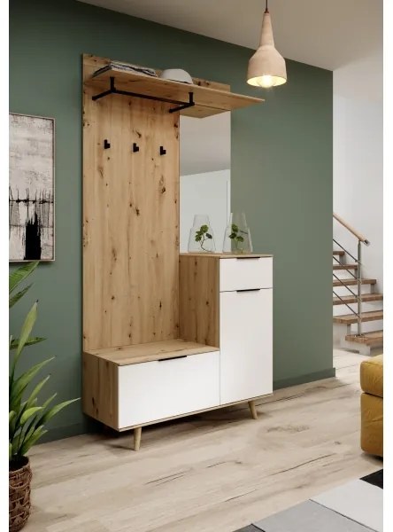 Panou pentru hol cu oglindă SVEN, maro/alb