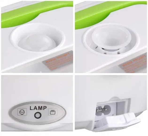 Cutie de încălzire pentru prânz YS-001 / YY-3166 cu sursă de alimentare de 220 V - verde