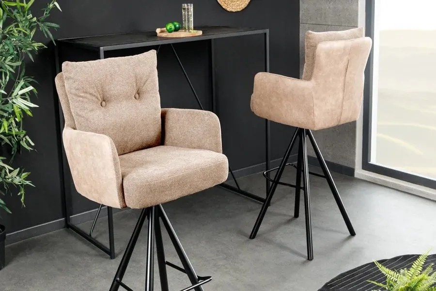 Scaun de bar pivotant BIG GEORGE sampanie bej