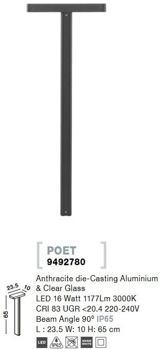 Stalp LED mediu pentru iluminat exterior IP65 POET