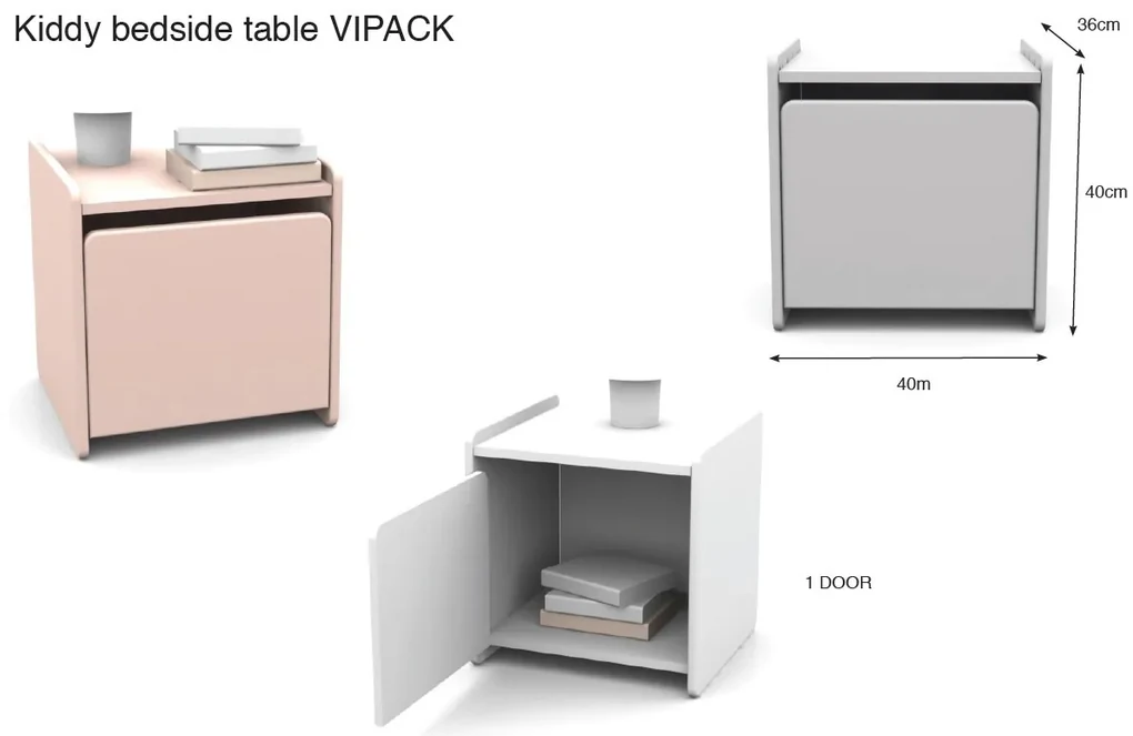 Set Mobilier Kiddy pentru Camera Copii – Pat 90x200 cm, Noptieră &amp; Bară Siguranță – Verde Mentă – Vipack