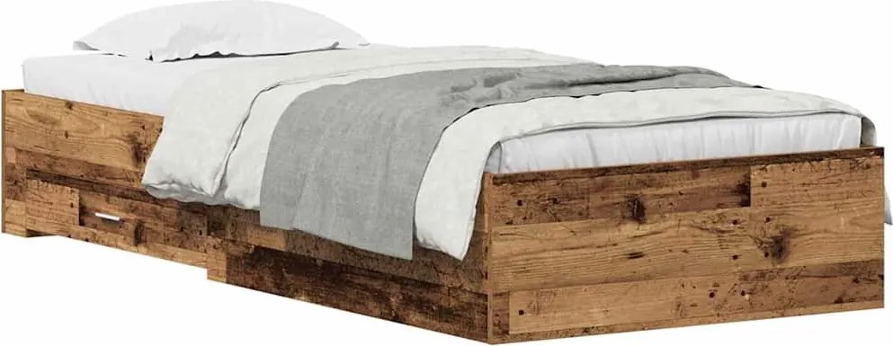 vidaXL Cadru de pat cu sertar Lemn Vechi 100 x 200 cm Lemn compozit