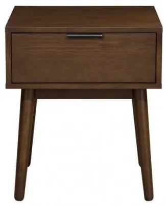 Noptiera din MDF, furnir si lemn cu 1 sertar, Casimiro Nuc, l45xA40xH53 cm