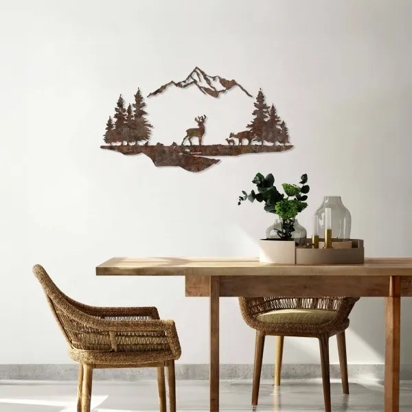 Decorațiune de perete 2 buc. 70x38 metal/maro cerb