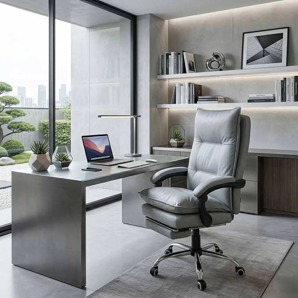 Scaun directorial cu suport de picioare si recliner OFF 419 gri