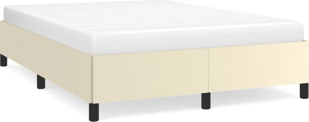 vidaXL Cadru de pat, crem, 140x200 cm, piele ecologică