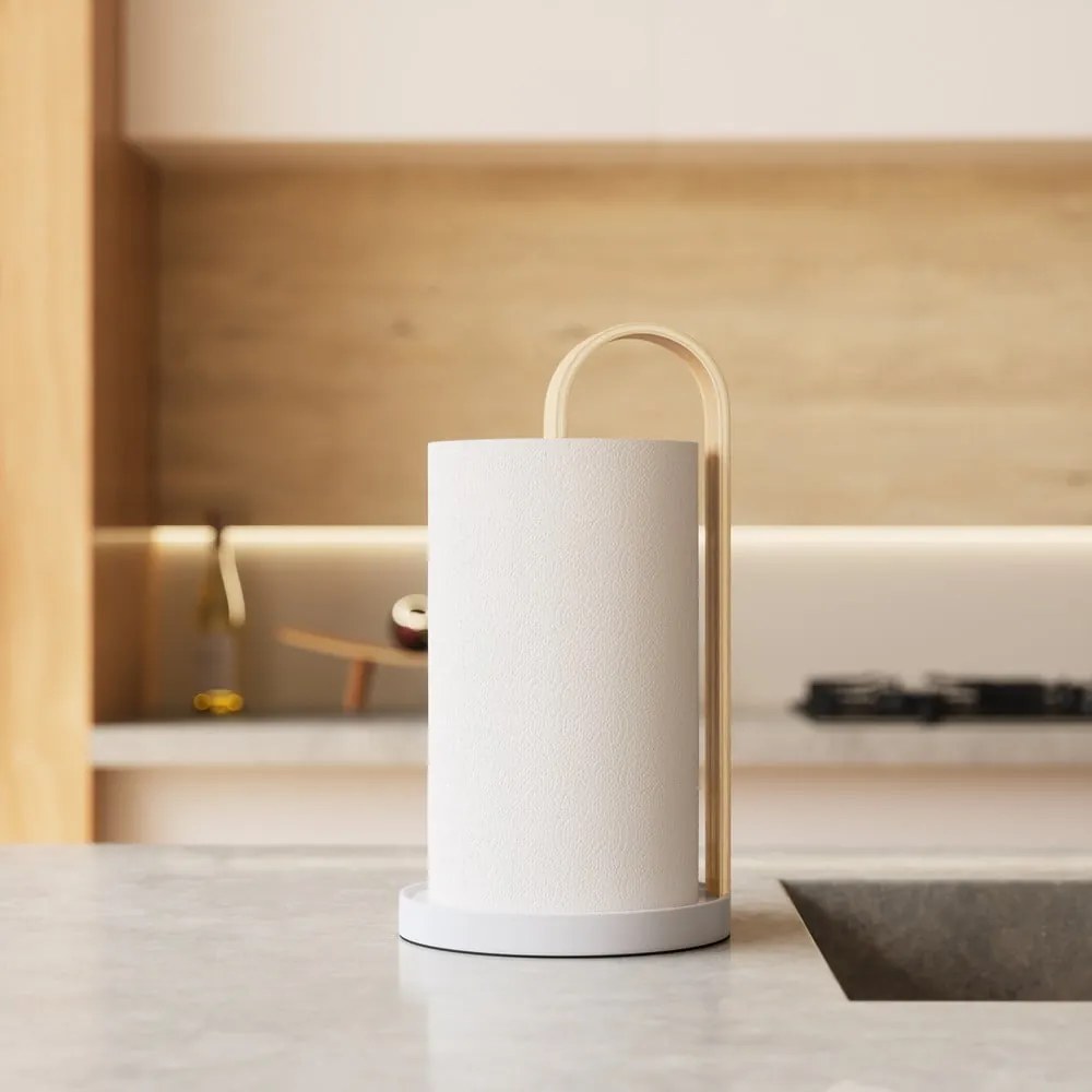 Suport vertical pentru prosoape de bucătărie din hârtie alb din lemn ø 17 cm Bellwood – Umbra
