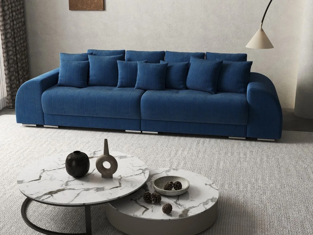 Canapea extensibilă dumonde cu 2 lăzi de depozitare si sezut confortabil din spuma high-density, Verona Zoom Blue 310x100 cm