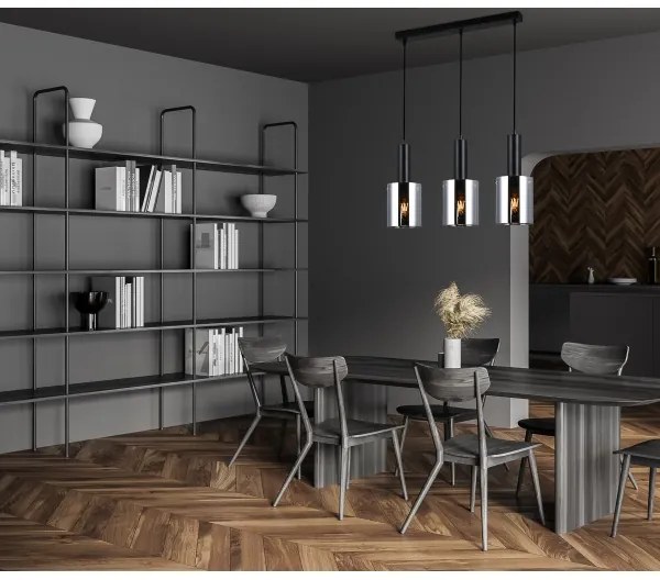 ITALUX PND-5581-3-BK+SG - Lustră pe cablu SARDO 3xE27/40W/230V negru