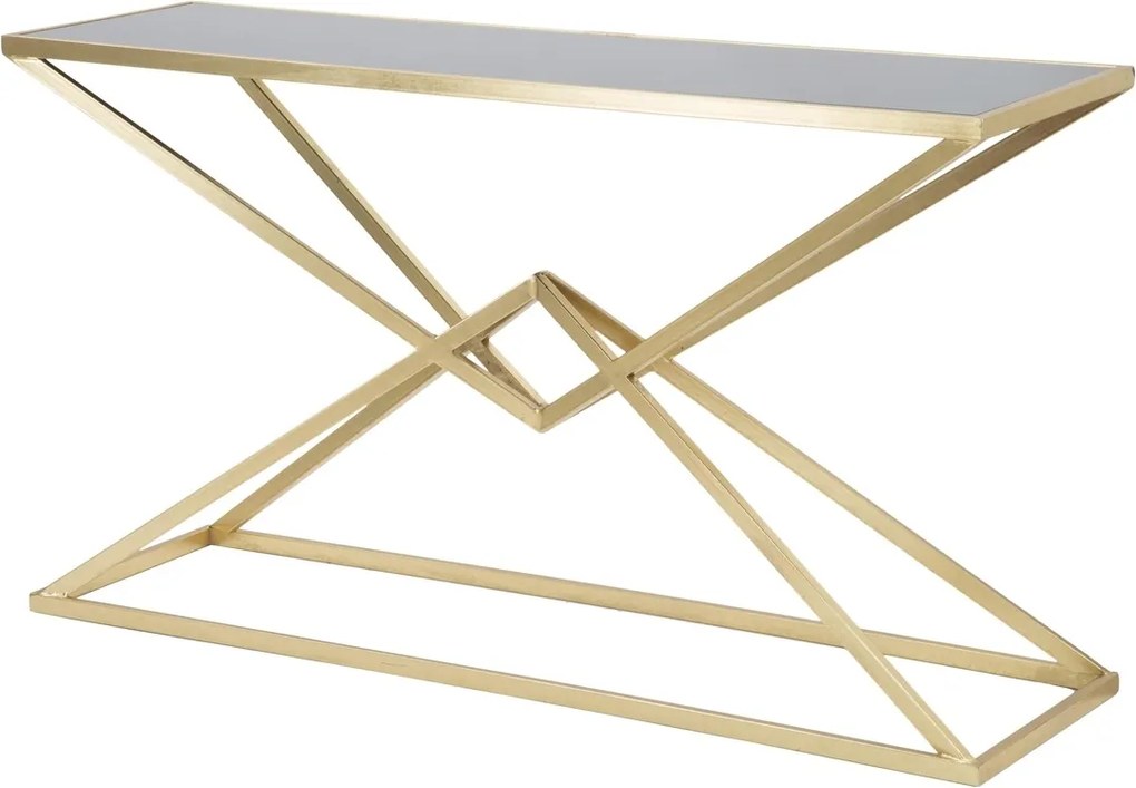 Consola Piramid, Mauro Ferretti, 130x40x75 cm, fier, auriu/negru