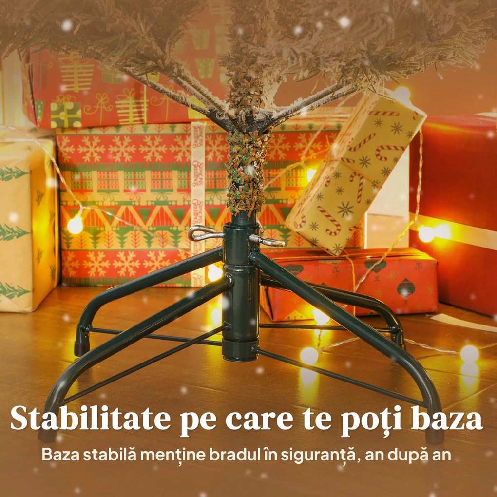HOMCOM Pom de Crăciun înzăpezit 150 cm cu Bază Metalică Pliabilă | Aosom Romania