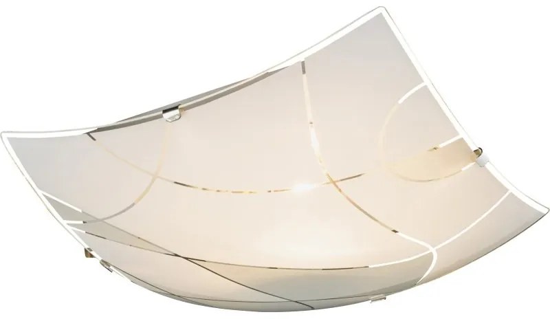 Plafoniera design elegant din sticla satin cu linii decorative 25x25 cm Paranja 40403-1 GL